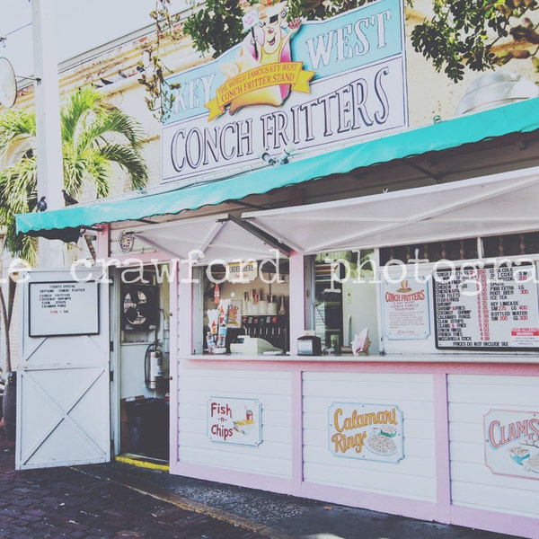 The Florida Keys Key West Mallory Square Conch Fritter Stand Photo Photograph Fine Art Print Photography katiecrawfordphoto