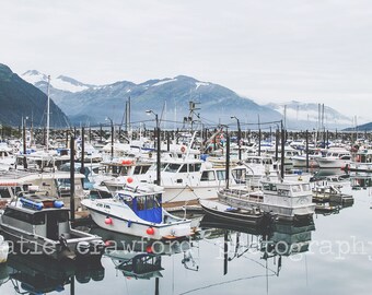 Outside Anchorage Alaska Fishing Boats and Marina Photograph Fine Art Print Photography katiecrawfordphoto