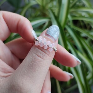 Delicate Rose Quartz ring UK size O, US size 7, Simple wire band ring with gemstone, Silver Rose Quartz ring, Pink stone bohemian ring