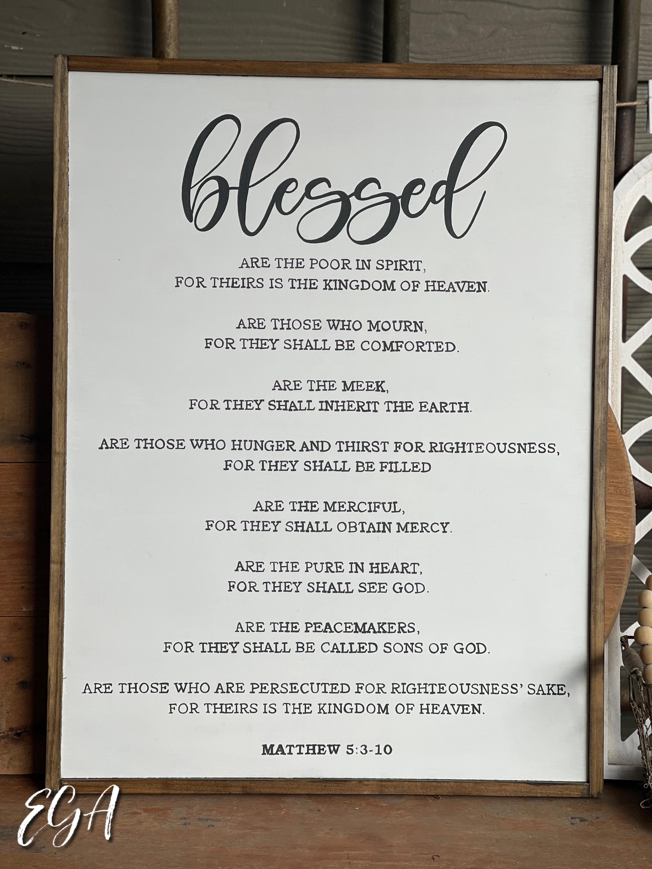 Handmade Beatitudes Sign, Sermon on the Mount, Distressed White - Etsy