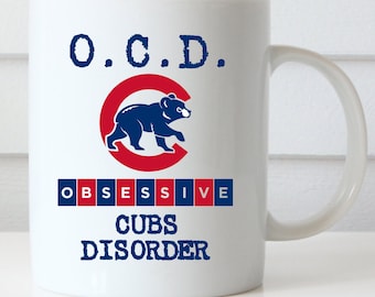 Chicago Cubs Coffee Mug, Obsessive Cubs Disorder, Cubs Fan, GO CUBS GO Coffee Mug, Fly the W, Father's Day Gift