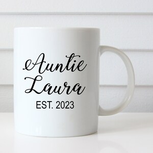 Aunt Mug, Aunt Coffee Mug, Auntie EST Coffee Mug, Auntie Established, Gift for New Aunt, Pregnancy Reveal Bild 1