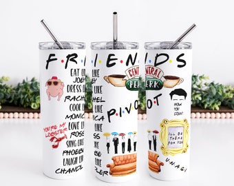 Friends 20 Ounce Stainless Steel White Tumbler, Friends Inspired Tumbler, Hot or Cold Tumbler, Mother's Day Gift