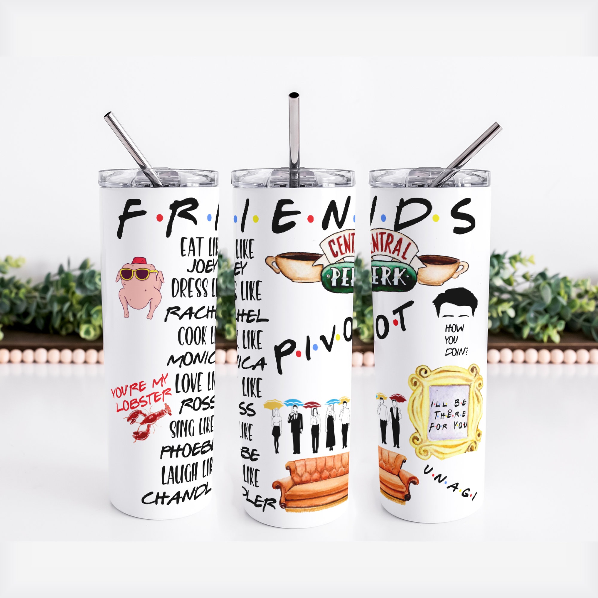 Friends “How You Doin” 32 oz Travel Tumbler With Lid And Straw