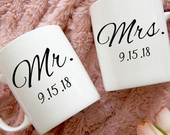 Mr. & Mrs. Coffee Mugs, Engagement Mugs, Wedding Coffee Mugs, Anniversary Mugs, Bride to Be, Groom to Be, Bridal Shower Gift