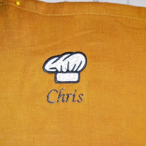 Chef Dufresne Linen and Faux Leather with embroidered chef hat