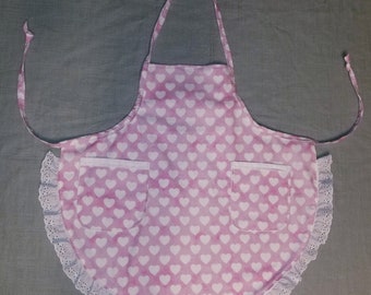 Infant Pink Hearts n Lace apron