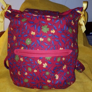Red canvas backpack