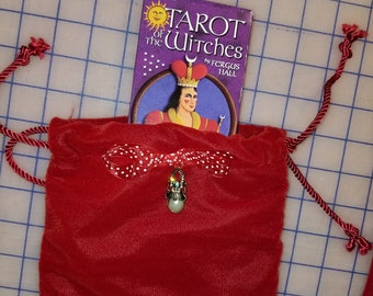 Tarot pouch with scarab beetle jewel