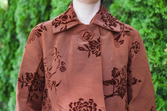 Vintage Devore Velvet Chrysanthemum Swing Coat