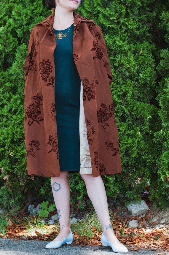 Vintage Devore Velvet Chrysanthemum Swing Coat, Vi