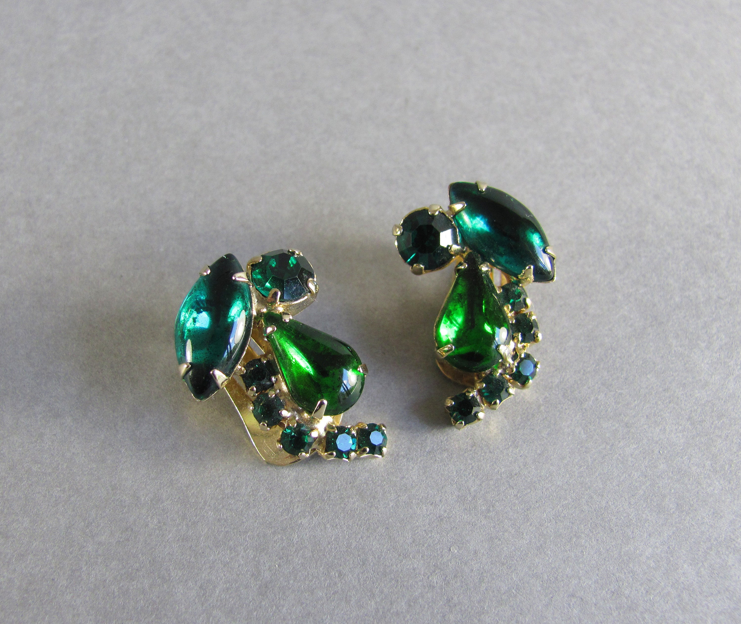 Juliana earrings 1950s Juliana clip on earrings green Etsy