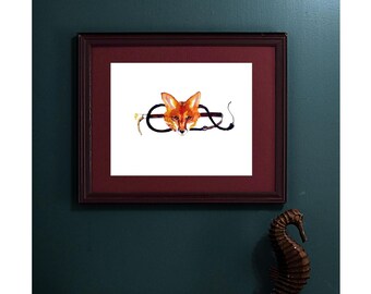 Fox Hunting theme watercolor print only