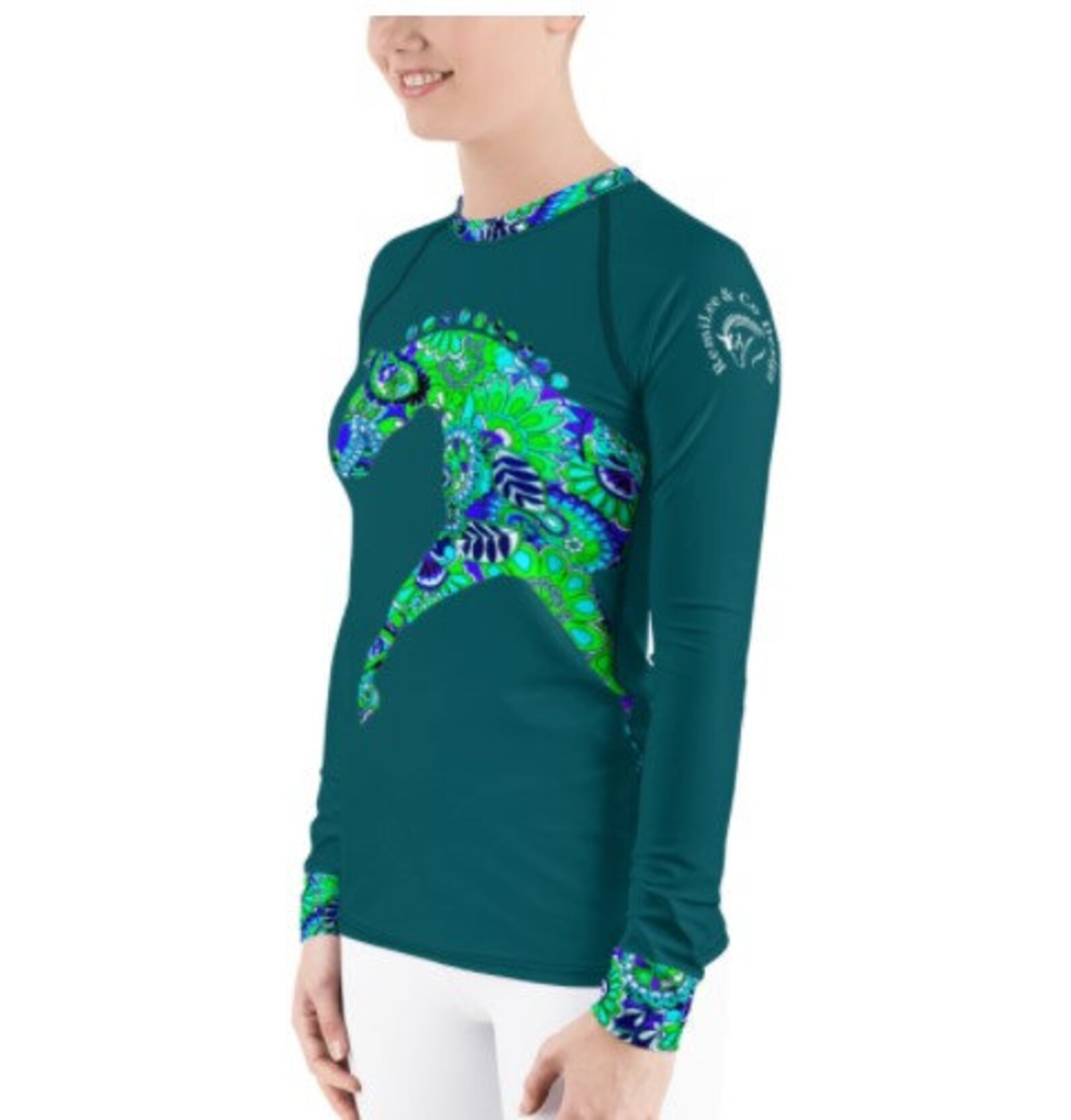 Womens Equestrian Sunshirt Sun Shirt long sleeves in Teal Etsy