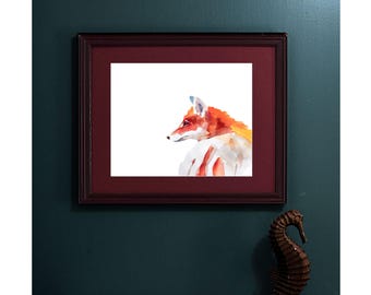 Red Fox Wall Art Watercolor Print Only