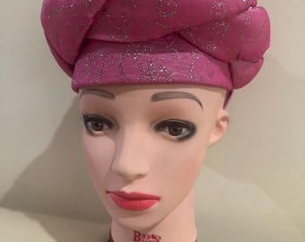 Luxury Raw Silk African Turban Cap. Handmade Auto Gele, Nigerian Style. Dashiki head wrap