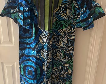 Ankara Aso Oke Kaftan Dress: Nigerian Bubu Maxi Caftan, Fits L-XL