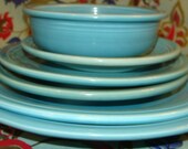 Vintage Homer Laughlin Fiestaware set Original Turquoise color Sold as Lot OR Indivdually