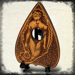 Gravierte Holz Planchette für Ouija Board - Fiji Meerjungfrau