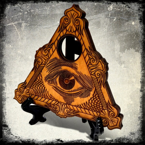 Engraved Wood Planchette for Ouija Board - All Seeing Eye