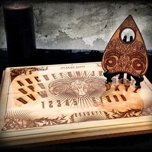 Engraved Wood Ouija Board & Planchette Set - The Goat