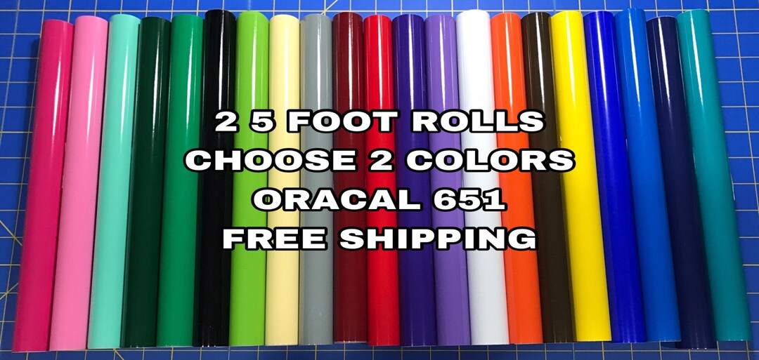 Vinyl for Cricut, Silhouette, Oracal 651 Permanent Adhesive Vinyl, 2 12x5 Ft Rolls, Choose ...