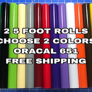 Vinyl for Cricut, Silhouette, Oracal 651 Permanent Adhesive Vinyl, 2 12&quot;X5 ft rolls, Choose colors, Free Shipping Vinyl, 2 5 ft rolls