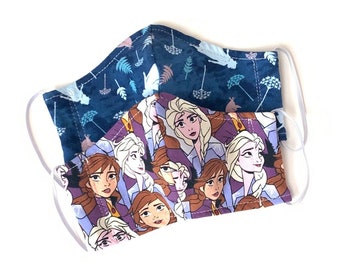 Kids face mask, set off 2 toddler face mask, girl face mask, boy face mask, two layers face mask,