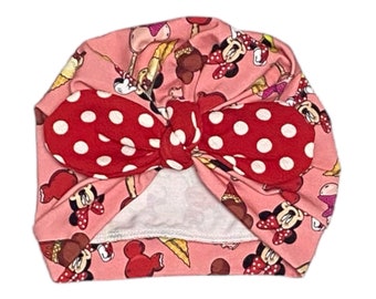 Minnie Mouse Baby Turban: Pink Bow Hat