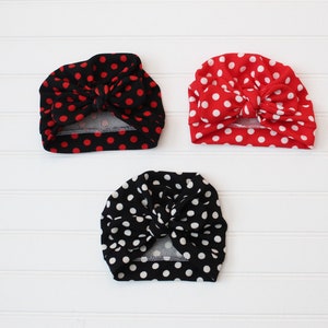 ? NWT 2pcs Silk Scarf And Knotted Turban Wrap polka dot boho Silky Satin Twist Headband, Polka Dot Turban, Handmade Head  main image 3