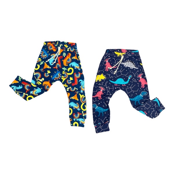 Dinosaur harem pants, dinosaur leggings, kids joggers, baby boy harem pants, newborn animal joggers, kids birthday party, baby shower gift