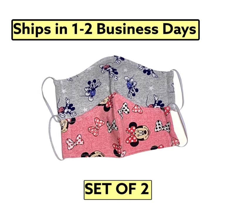 Kids face mask Minnie & Mickey face mask Ships in 1 day image 1