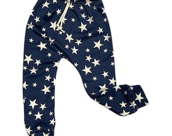 Kids Star Harem pants for baby toddler: French Terry fabric NB- 10Y