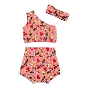 Minnie Mouse Baby Outfit: Crop Top & Bummies Set