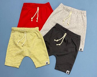 Kids Shorts: French Terry fabric Casual Pants, Elastic Waist Nb-8Y