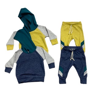 Retro Kids Joggers and Hoodie Outfit: Soft French Terry Lounge Set