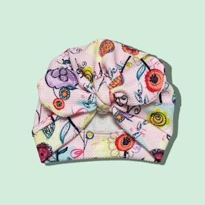 Floral Baby Turban: Handmade Liverpool Fabric Bow Headwrap