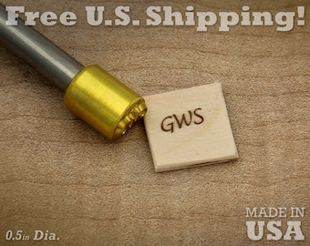 Branding Iron - 1/2in Round Custom Initials for Wood or Leather Stamp - Style 2