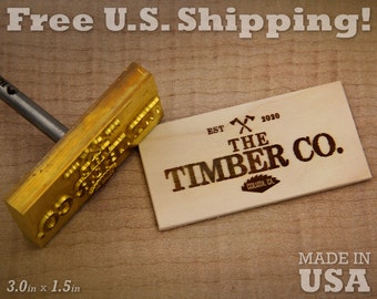 Branding Iron - 3in x 1.5in Custom Designed for Wood or Leather Stamp