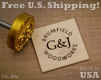 Custom Branding Iron - 2in Round, Wood & Leather Stamp