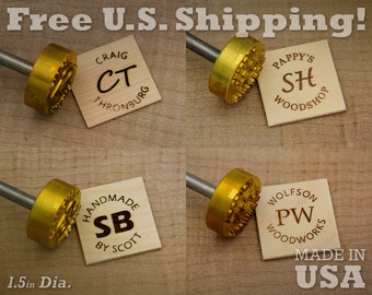 Branding Iron - 1.5in Round Custom Text w/Initials for Wood or Leather Stamp