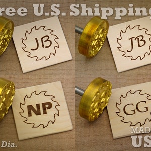 Branding Iron - 2in Round Custom Initials with Saw for Wood or Leather Stamp