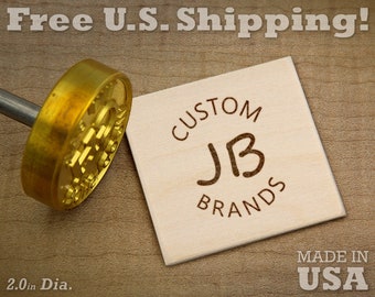 Custom Branding Iron - 2" Round, Wood & Leather Stamp
