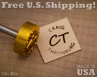 Custom Branding Iron - 1.5in Round, Wood & Leather Stamp