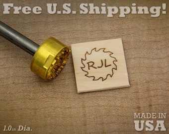 Custom Initial Branding Iron - 1in Round Saw Design for Wood or Leather