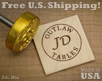 Custom Branding Iron – 2" Round Text & Initials, Wood or Leather Stamp