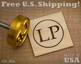 Custom Initial Branding Iron - 2in Round Wood or Leather Stamp
