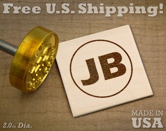 Custom Initial Branding Iron – 2in Brass Wood and Leather Stamp
