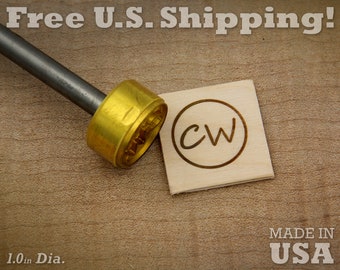Custom Initial Branding Iron - 1" Round Wood or Leather Stamp