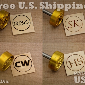Branding Iron - 1.5in Round Custom Initials with Ring for Wood or Leather Stamp